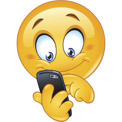 Emoji benutzt ein Smartphone